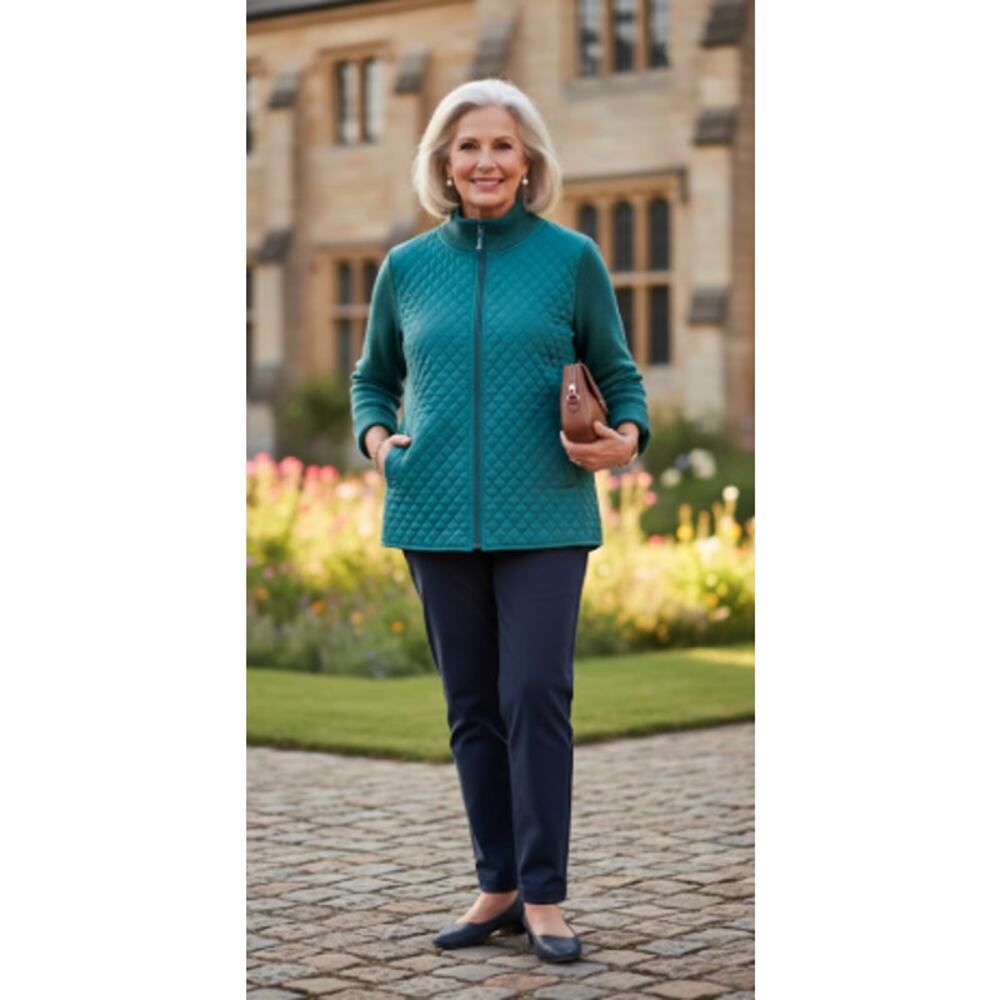 For Cynthia Full-Zip Quilted & Sweater Jacket
